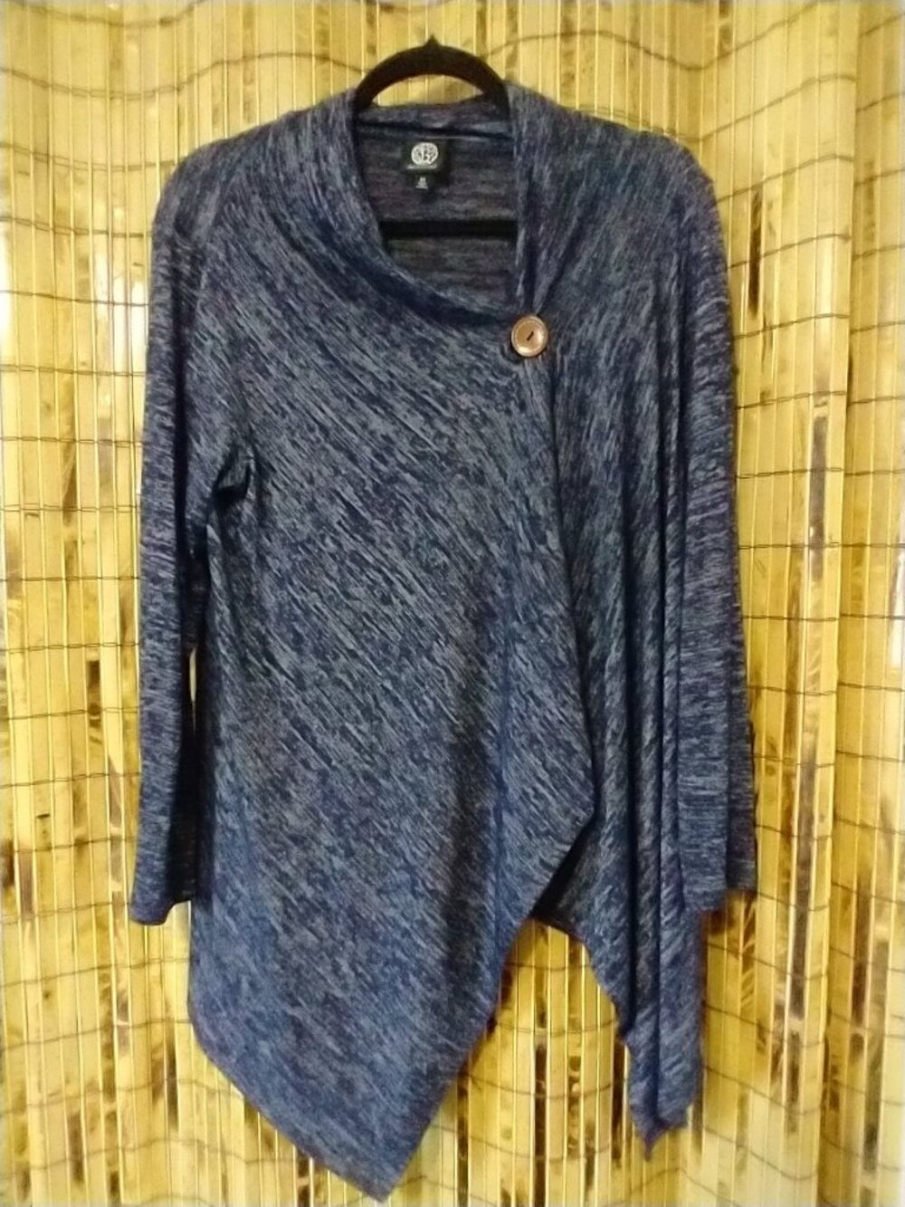 Bobeau One-Button Fleece-Lined Black Wrap Cardigan